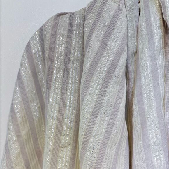 J. Crew Wool Shawl Wrap Lightweight Taupe Silver Stripes - Picture 2 of 4